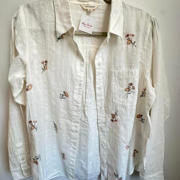 Lucky Brand women's 100% cotton floral button up size small - Picture 3 of 4